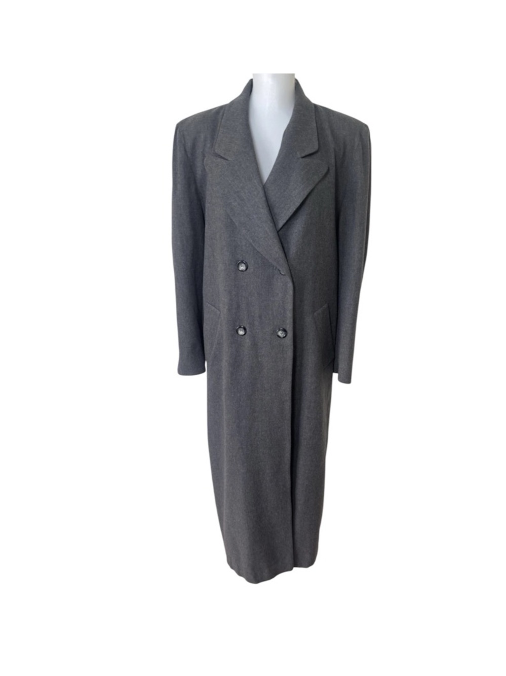 VTG Pendleton 100% Virgin Wool Double Breasted Long Trench Coat Size 10 Gray USA